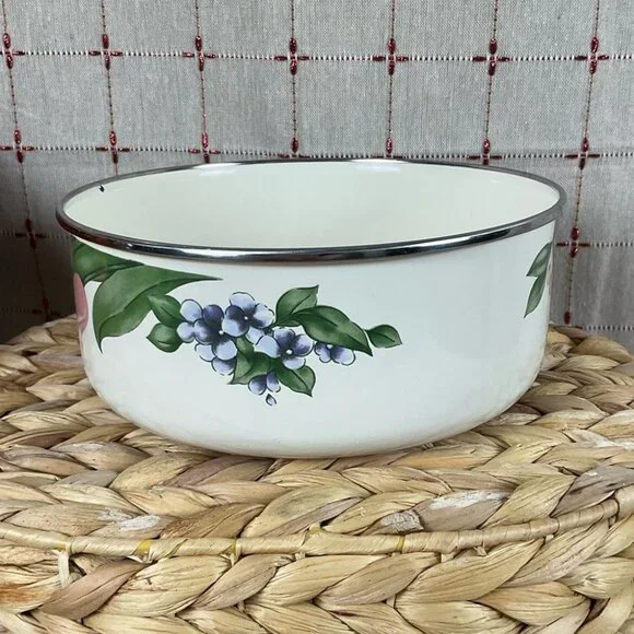 Pfaltzgraff Garden Party (Garden Impressions) Set of 4 Enamel Mixing Bowl Flat - Picture 6 of 11